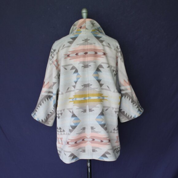 PENDLETON jacket coat Navajo Aztec wool blanket cloak White Sands Southwest M - Picture 9 of 11